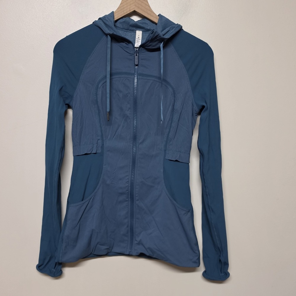 Lululemon‎ Dance Studio Jacket Rib Sleeve Petrol Blue Heathered Petrol Blue 6